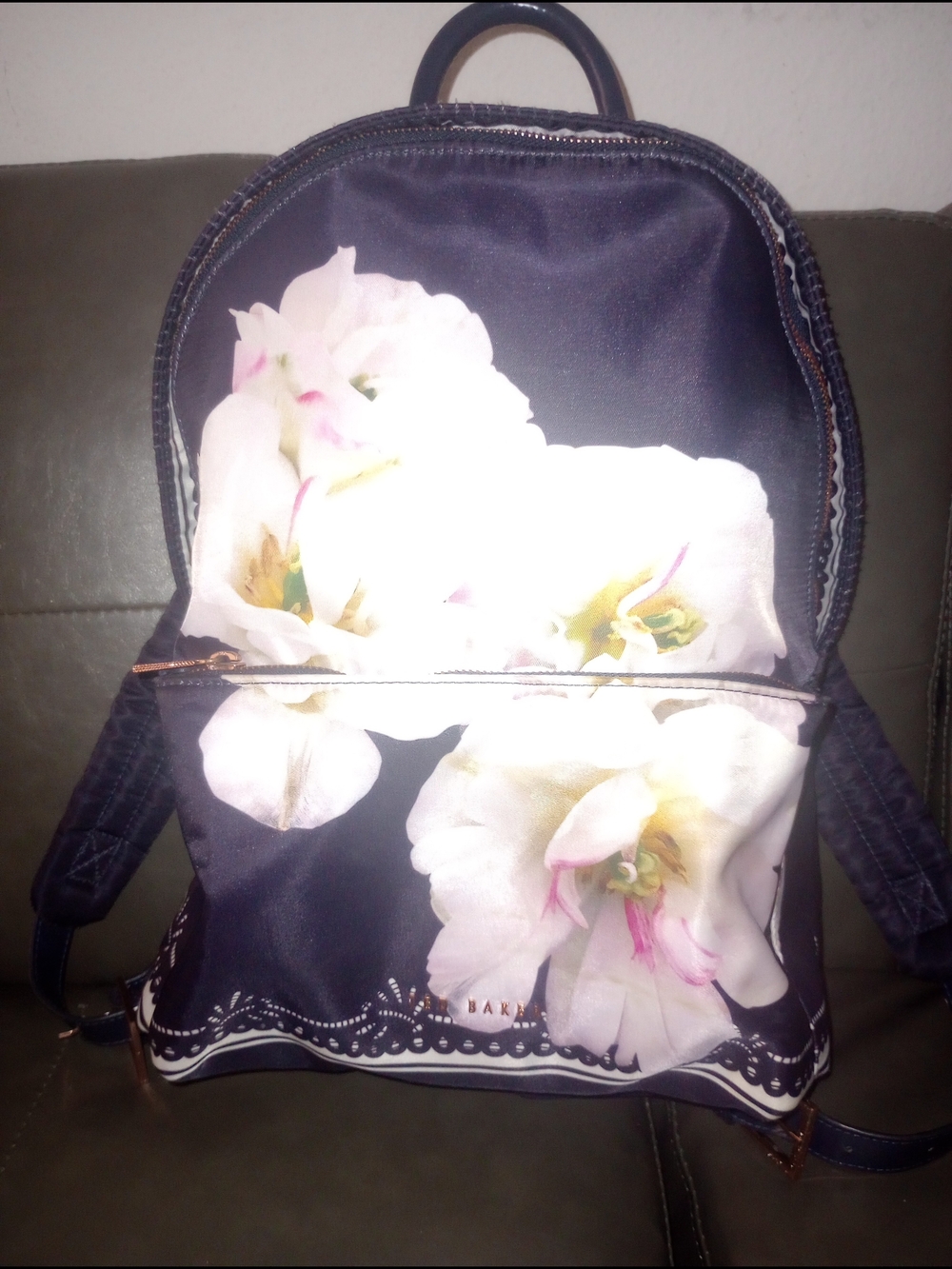 Ted Baker Navy Backpack with White Floral Print